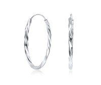 Twisted Silver Hoop Earring HO-1735